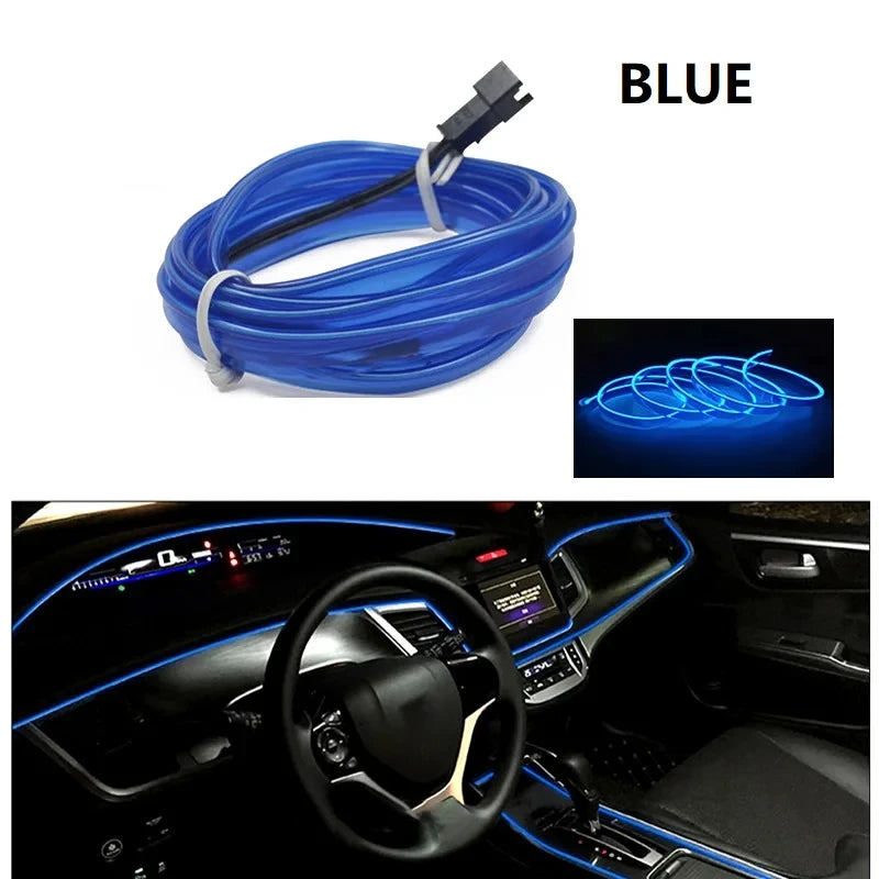 Car Interior Light LED Strip 5M USB Car Decoration Ambient Lamp Car Interior Led Decorative Lamp EL Wiring Neon Strip Universal