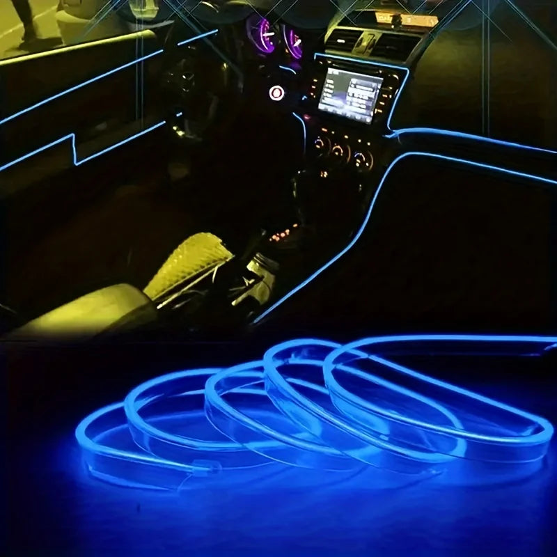 Car Interior Light LED Strip 5M USB Car Decoration Ambient Lamp Car Interior Led Decorative Lamp EL Wiring Neon Strip Universal