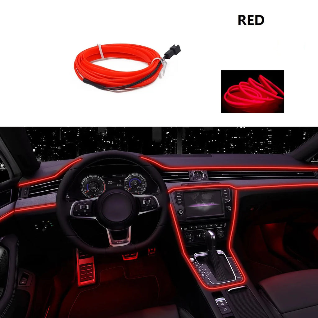Car Interior Light LED Strip 5M USB Car Decoration Ambient Lamp Car Interior Led Decorative Lamp EL Wiring Neon Strip Universal