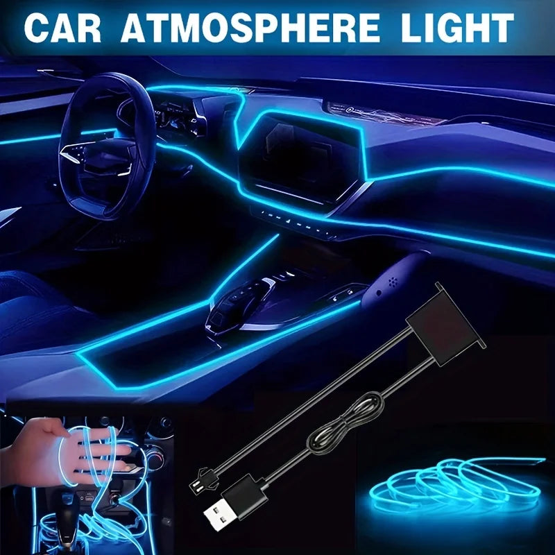 Car Interior Light LED Strip 5M USB Car Decoration Ambient Lamp Car Interior Led Decorative Lamp EL Wiring Neon Strip Universal