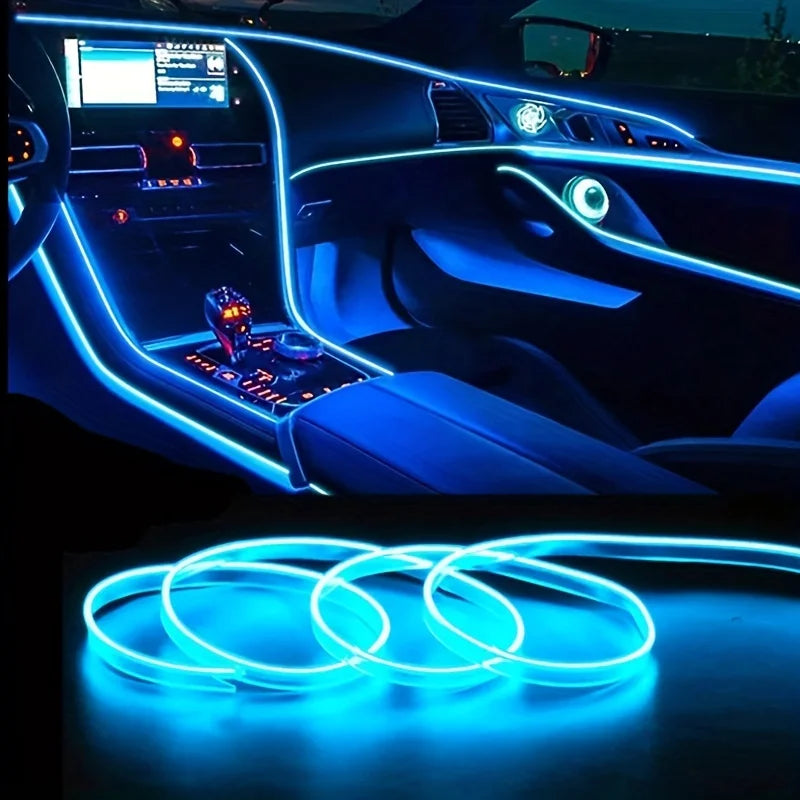 Car Interior Light LED Strip 5M USB Car Decoration Ambient Lamp Car Interior Led Decorative Lamp EL Wiring Neon Strip Universal